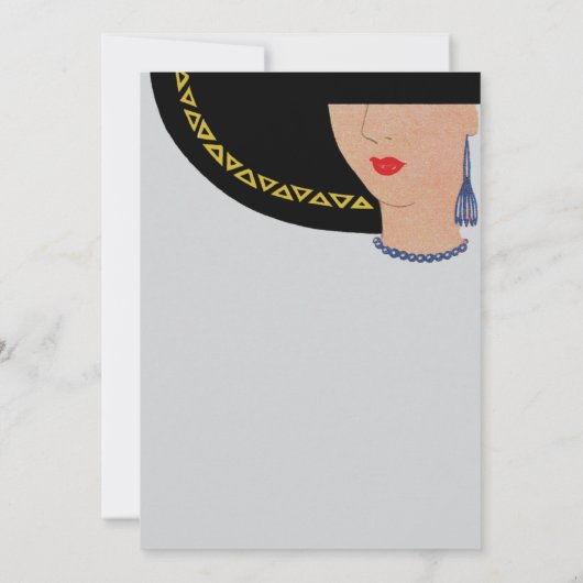 Art Deco Lady in het Pet Party Kaart (Achterkant)