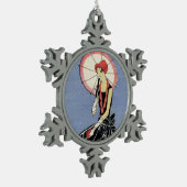 Art Deco Lady in Little Black Dress Tin Sneeuwvlok Ornament (Links)