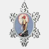 Art Deco Lady in Little Black Dress Tin Sneeuwvlok Ornament (Rechts)