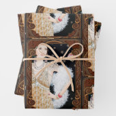 Art Deco Lady in Window Inpakpapier Vel (In situ)