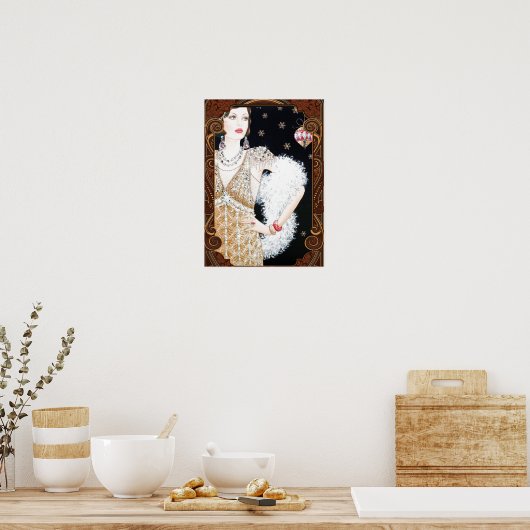 Art Deco Lady in Window Poster (Keuken)