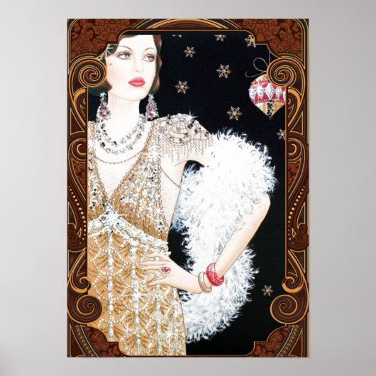 Art Deco Lady in Window Poster (Voorkant)