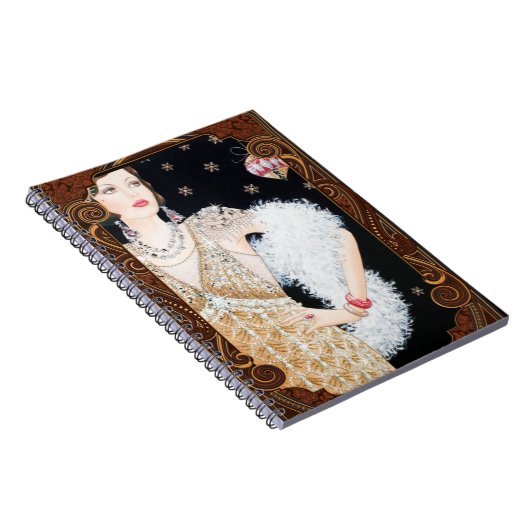 Art Deco Lady Kerst  Notitieboek (Rechterzijde)