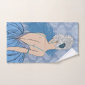 Art Deco Lady met Damask - BIANCA: Blauwe maandag Handdoek (Handdoek)