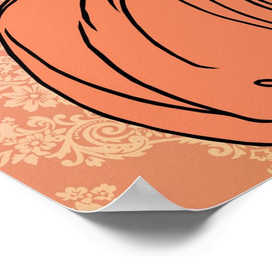 Art Deco Lady met Damask - BIANCA: Melon Melange Poster (Hoek)