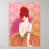 Art Deco Lady met Damask - BIANCA: Melon Melange Poster (Voorkant)
