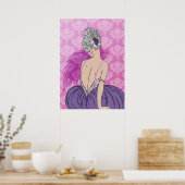 Art Deco Lady met Damask - BIANCA: Parisian Plum Poster (Keuken)