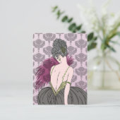 Art Deco Lady met Damask - BIANCA: Tea Time Briefkaart (Staand voorkant)