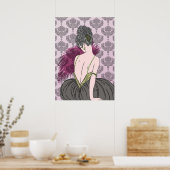 Art Deco Lady met Damask - BIANCA: Tijd in thee Poster (Keuken)