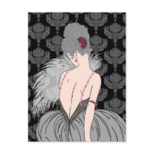 Art Deco Lady met Damask - BIANCA: Wintergras