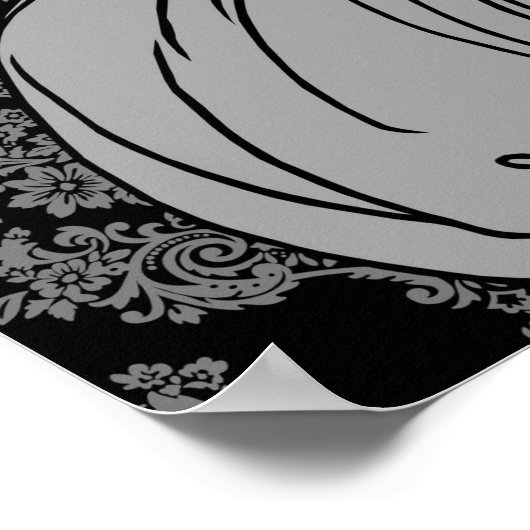 Art Deco Lady met Damask - BIANCA: Wintergrays Poster (Hoek)