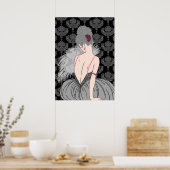 Art Deco Lady met Damask - BIANCA: Wintergrays Poster (Keuken)