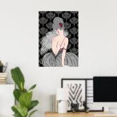 Art Deco Lady met Damask - BIANCA: Wintergrays Poster (Thuiskantoor)