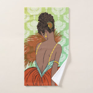 Art Deco Lady met Damask - BIANCA:  zomer Handdoek