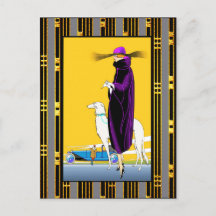 Art Deco Lady met Dog