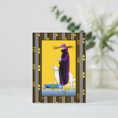 Art Deco Lady met Dog Briefkaart (Staand voorkant)