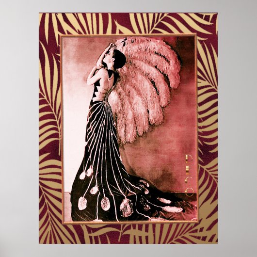 Art Deco Lady met Fan Poster (Voorkant)