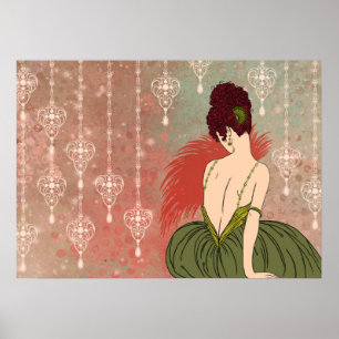 Art Deco Lady met juwelen - BIANCA: Antiek najaar Poster
