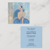 Art Deco Lady met juwelen - BIANCA: Blauwe maandag Vierkante Visitekaartje (Voorkant / Achterkant)