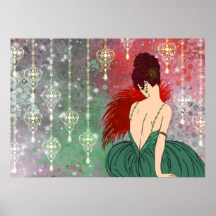 Art Deco Lady met juwelen - BIANCA: Kerstmis Poster