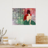 Art Deco Lady met juwelen - BIANCA: Kerstmis voorb Poster (Keuken)