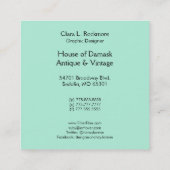 Art Deco Lady met juwelen - BIANCA:  zomer Vierkante Visitekaartje (Achterkant)