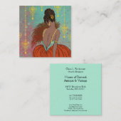 Art Deco Lady met juwelen - BIANCA:  zomer Vierkante Visitekaartje (Voorkant / Achterkant)