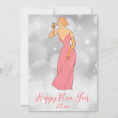  Art Deco Lady New Years Eve Party Kaart (Voorkant)