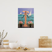 ART DECO LADY OP EEN BALCONY POSTER (Keuken)