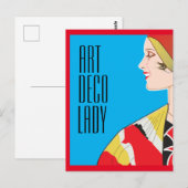 ART DECO LADY Post Card Briefkaart (Voorkant / Achterkant)