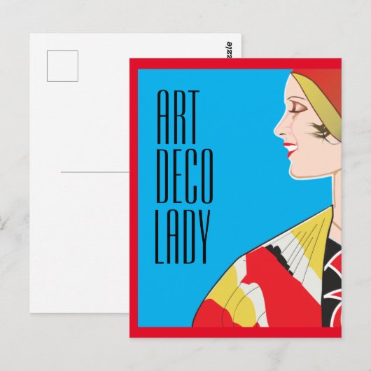 ART DECO LADY Post Card Briefkaart (Voorkant / Achterkant)