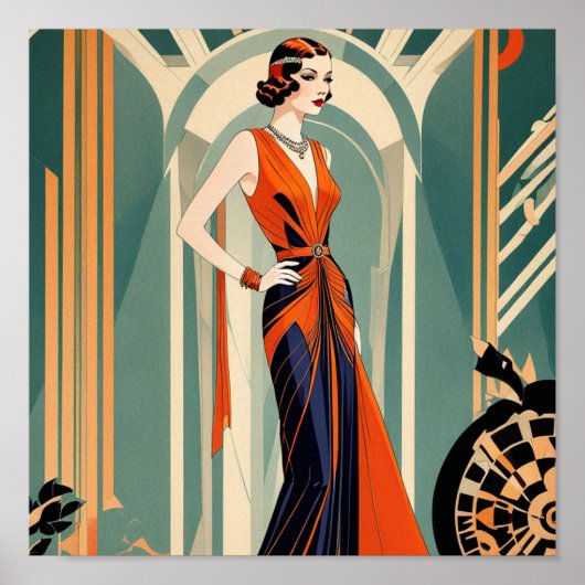 Art Deco Lady Poster (Voorkant)
