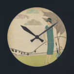 Art Deco Lady Ronde Klok<br><div class="desc">De Art Deco-periode was een tijdperk van glamour,  schoonheid en verfijning.</div>