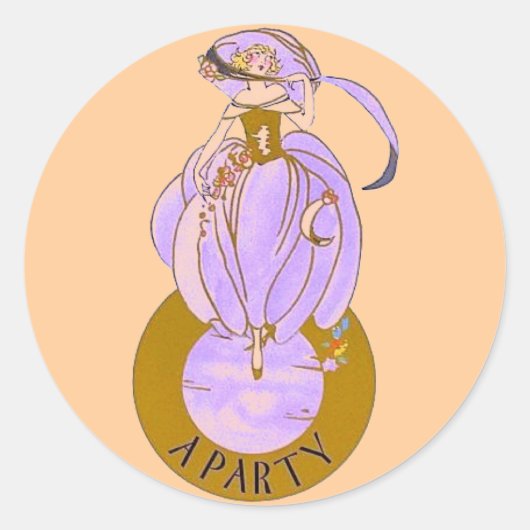 ART DECO LADY RONDE STICKER (Voorkant)