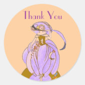 ART DECO LADY RONDE STICKER (Voorkant)