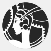 Art Deco Lady Ronde Sticker (Voorkant)