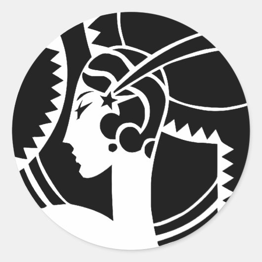 Art Deco Lady Ronde Sticker (Voorkant)