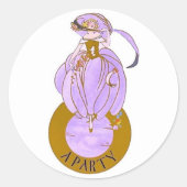 ART DECO LADY RONDE STICKER (Voorkant)