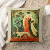 Art Deco Lady with Dog Kussen (Deken)