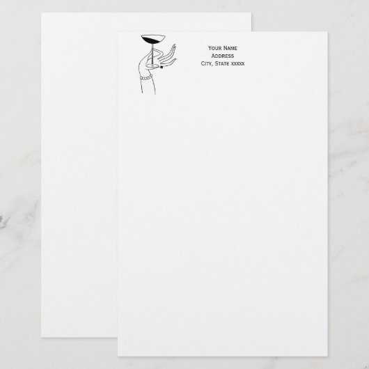 Art Deco Lady's Hand Holding Champagne Glass Briefpapier (Voorkant / Achterkant)