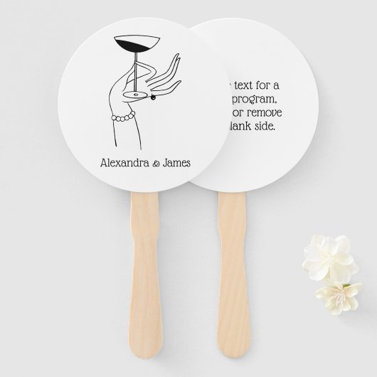 Art Deco Lady's Hand Holding Champagne Glass Handwaaier (Voorkant en achterkant)