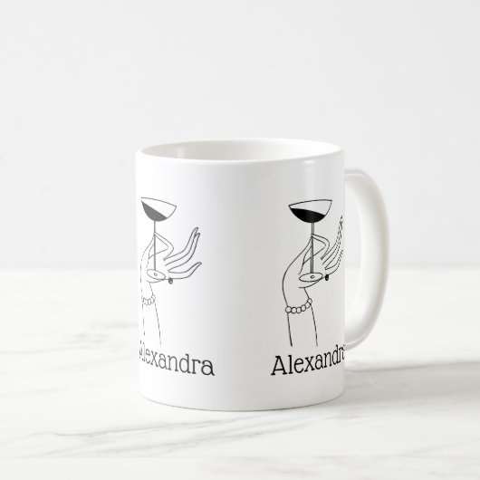 Art Deco Lady's Hand Holding Champagne Glass Koffiemok (Voorkant rechts)