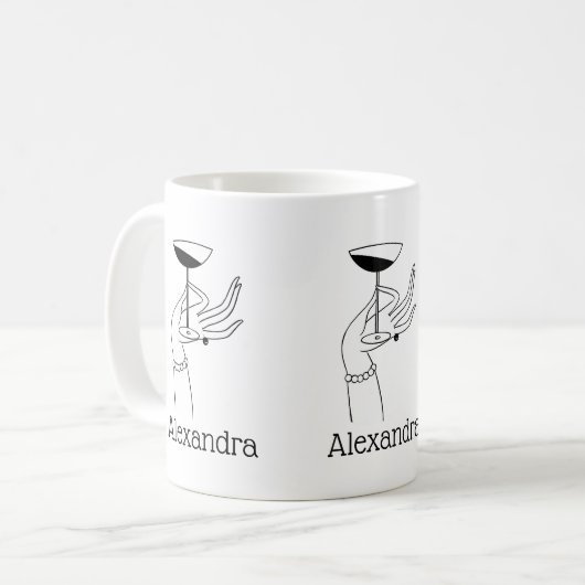 Art Deco Lady's Hand Holding Champagne Glass Koffiemok (Voorkant links)