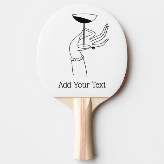 Art Deco Lady's Hand Holding Champagne Glass Tafeltennisbatje (Voorkant)