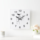 Art Deco Lady's Hand Holding Champagne Glass Vierkante Klok (Huis)