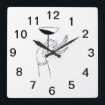 Art Deco Lady's Hand Holding Champagne Glass Vierkante Klok<br><div class="desc">Art Deco Lady’s Hand Holding Champagne Glass - Adverteren Art ============ uitnodigingen en accessoires met een gestileerde art deco adverteren afbeelding van een dameshand met een champagneglas. U kunt deze producten eenvoudig aanpassen door tekstvelden toe te voegen, bestaande tekstvelden te verwijderen, tekstlettertypen en tekstkleuren te wijzigen, afbeeldingen van het ontwerp...</div>