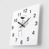 Art Deco Lady's Hand Holding Champagne Glass Vierkante Klok (Hoek)