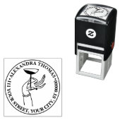 Art Deco Lady's Hand Holding Champagne Glass Zelfinktende Stempel (In situ)