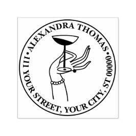 Art Deco Lady's Hand Holding Champagne Glass Zelfinktende Stempel