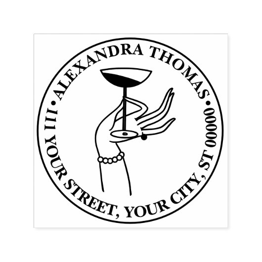 Art Deco Lady's Hand Holding Champagne Glass Zelfinktende Stempel (Design)